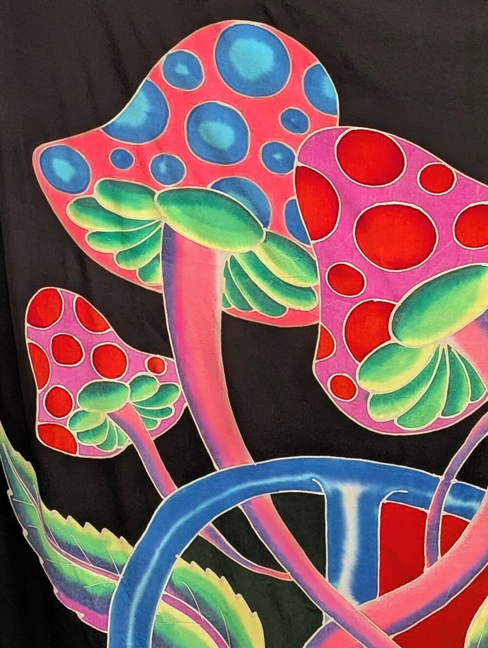 EUC Massive 47"x77" Trippy Psychedelic Mushroom Neon Batik Tapestry Door Cover - Picture 2 of 4